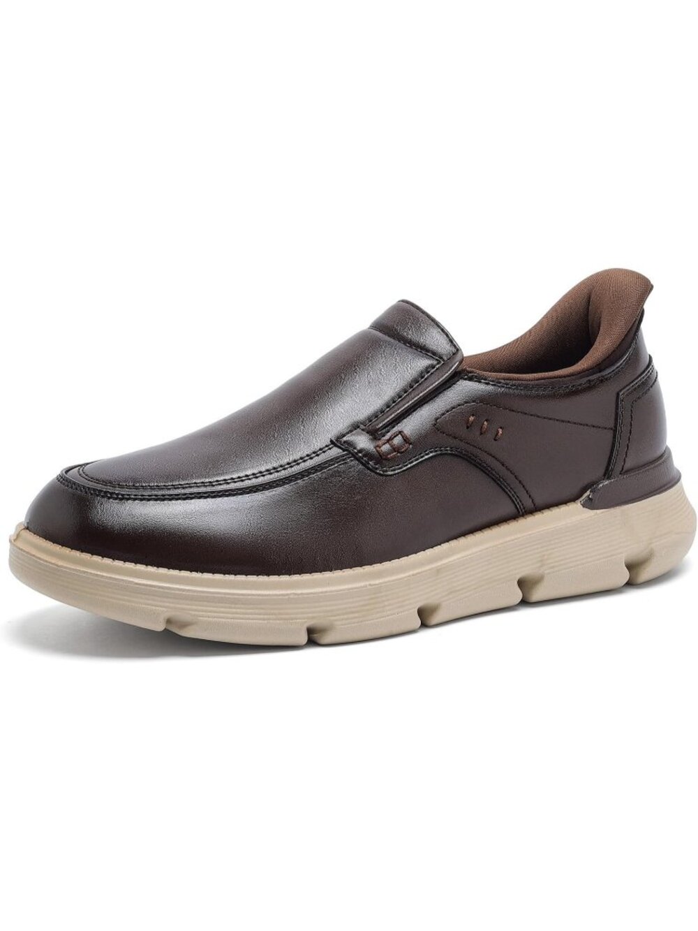 Men's Grey Faux Leather Loafer Sneakers Lightweight Casual Classic Business